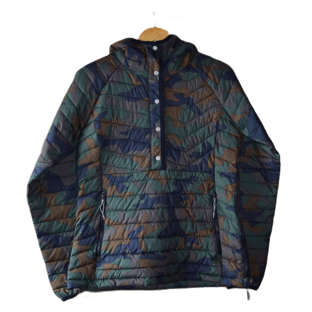 Columbia Puffer Jacket Womens Medium Camo Green Omni-Heat Anorak Hooded Jacket